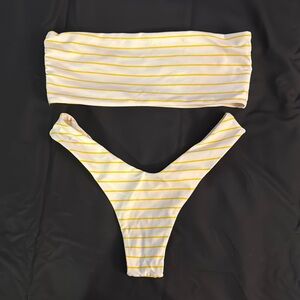 Yellow Striped Bikini Set